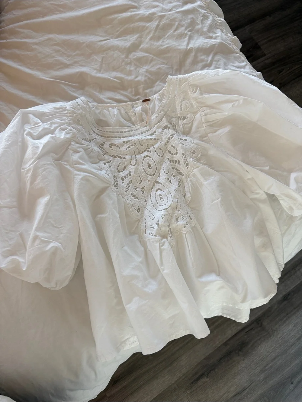 Free People White Puff Sleeve Blouse